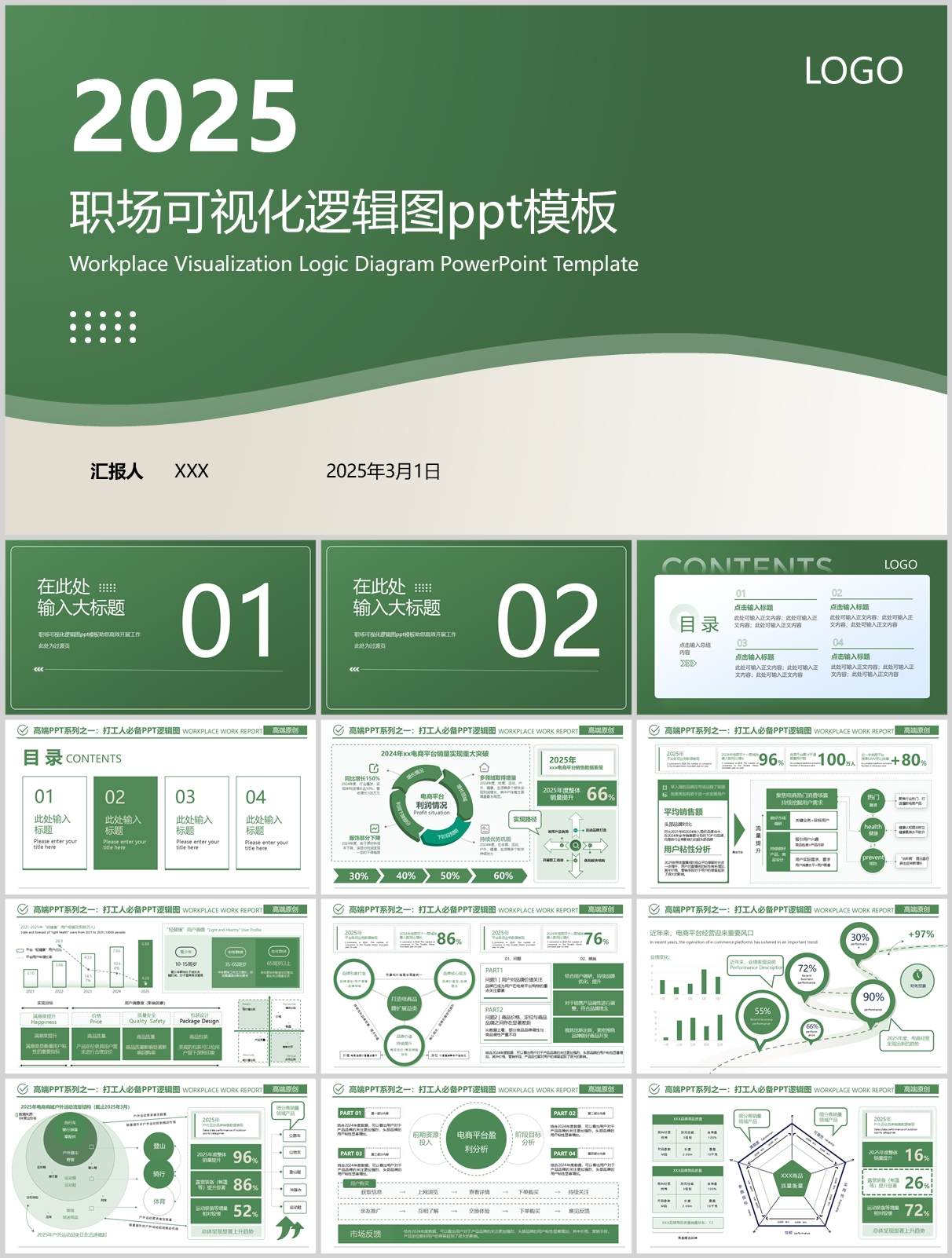 3600页高级感工作汇报数据分析PPT模板！送420个小图标+使用手册